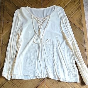 Ivory long sleeve blouse, small